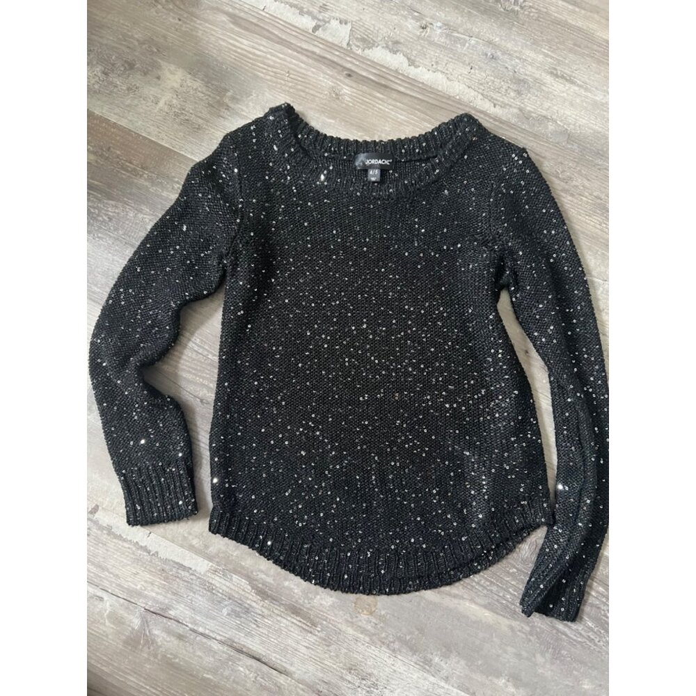 Junior girls black tight knit glitter sweater 4/5T